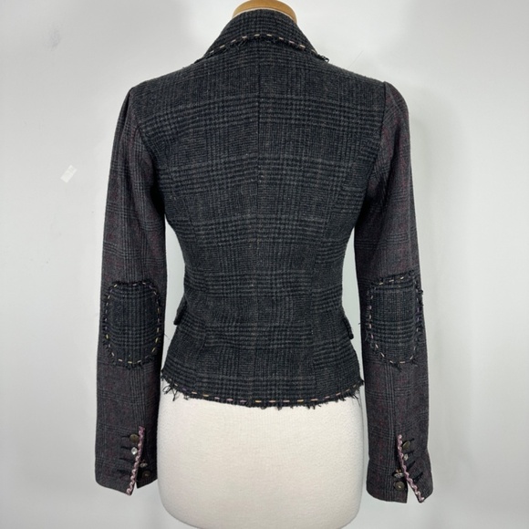 WET SEAL Y2K PLAID COTTON BLAZER JACKET Womens S Button Preppy Academia Girl - Picture 2 of 15